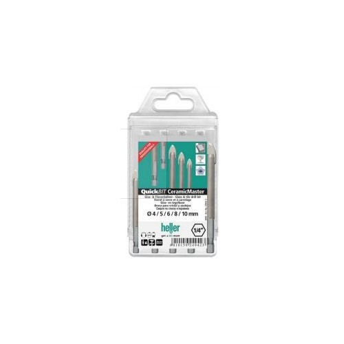 Burghie pt sticla, ceramica CeramicMaster, coada 1/4 QuickBIT 6 canturi, set 5 buc