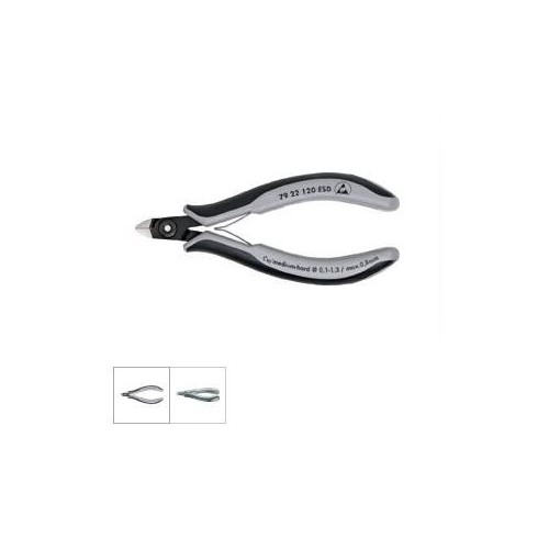 Cleste ESD de precizie tais lateral pt electronisti, fara faseta, cap mini, 120mm