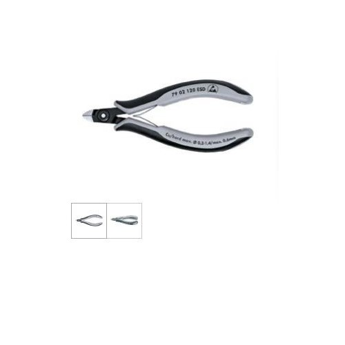 Cleste ESD de precizie tais lateral pt electronisti, faseta foarte mica, cap rotund, 125mm