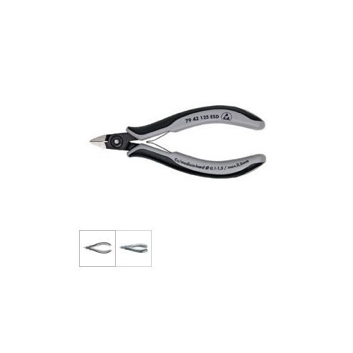 Cleste ESD de precizie tais lateral pt electronisti, fara faseta, cap ascutit, 125mm