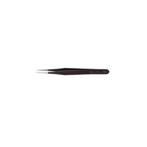 Pesente ESD de precizie, varf drept, ascutit, fin, 110mm, negru
