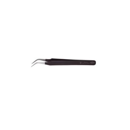 Pesente ESD de precizie, forma indoita, ascutita, ingusta, 120mm, negru