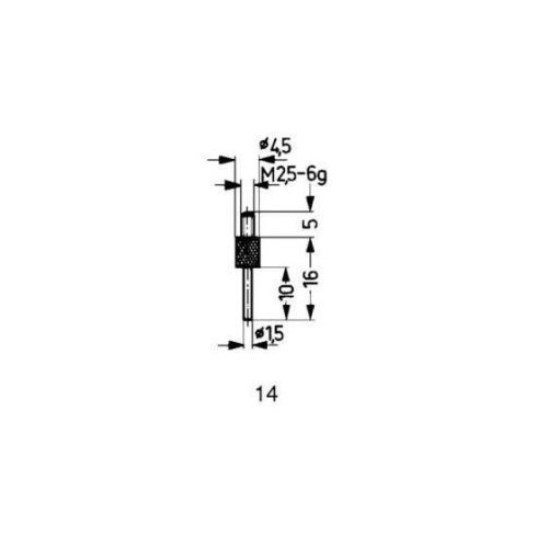 Varf palpator pt ceas comparator, otel, racord filet M5, tija cilindrica, desen14/ 1,5mm