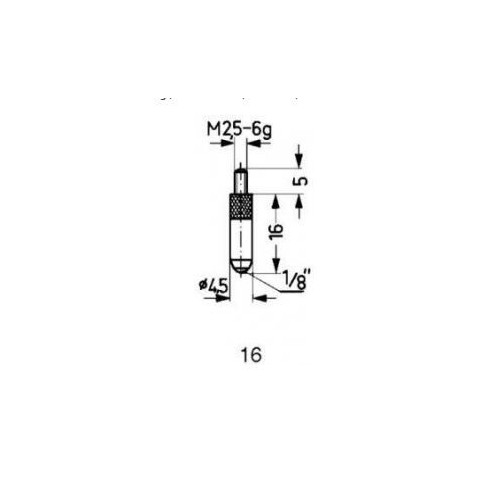 Varf palpator pt ceas comparator, otel, racord filet M5eric, desen16/16,0mm
