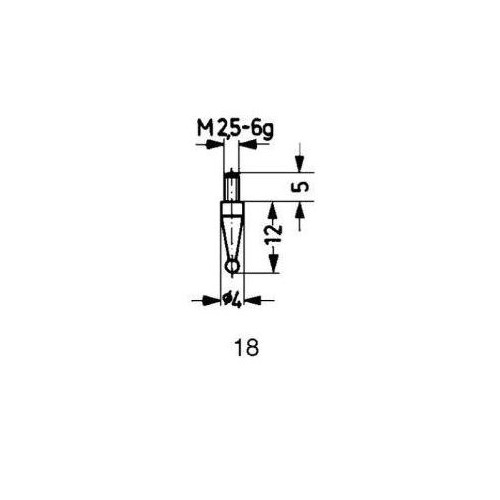 Varf palpator pt ceas comparator, otel, racord filet M5, bila, desen18/ 2,0mm