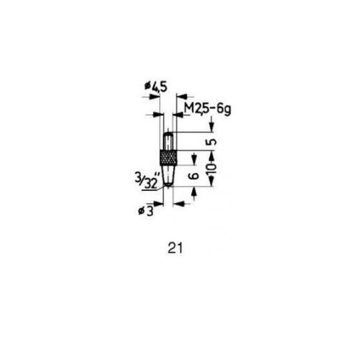 Varf palpator pt ceas comparator, otel, racord filet M5eric, desen21/ 3,0mm