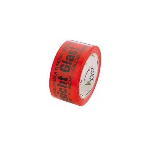 Banda adeziva cu imprimare standard Vorsicht Glas, 66mx50mm