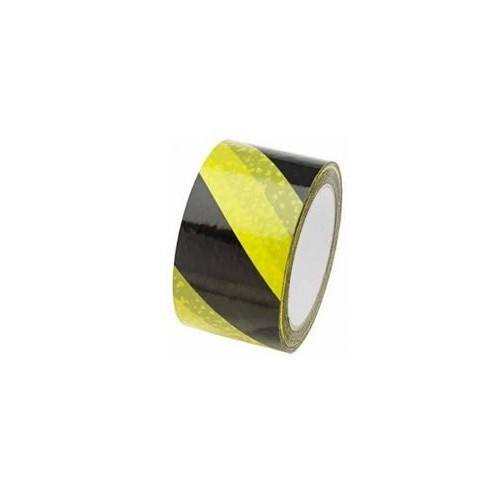 Banda de avertizare din PVC, autoadeziva, 66mx60mm, galben/negru
