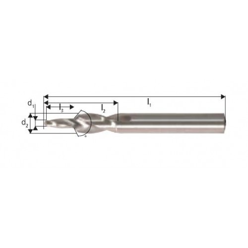 Burghiu in trepte, scurt, HSS180 grade, M 3, gaura trecere
