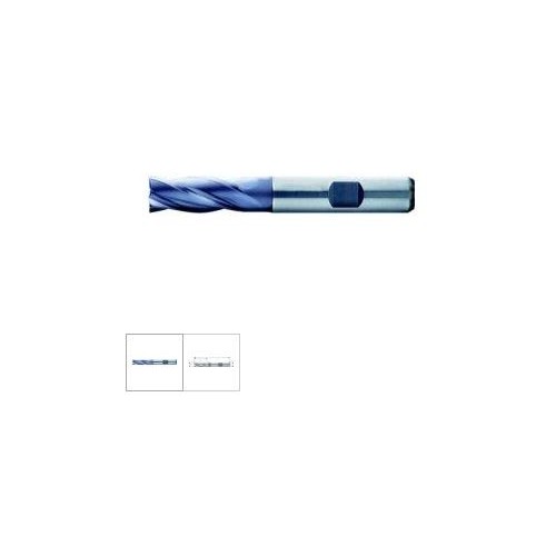 Freza cilindro-frontala, scurta, tip W, 4 taisuri, DIN844K HSS-Co8% TiAlN, 4,00mm