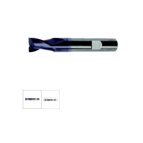 Freza cilindro-frontala, scurta, tip N, DIN6527K, carbura monobloc, TiAlN, 2,00mm, HB, 2 taisuri