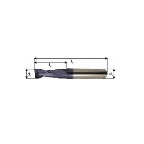 Freza cilindro-frontala, lunga, tip N, DIN6527L, carbura monobloc, TiAlN, 3,00mm, HA, 2 taisuri