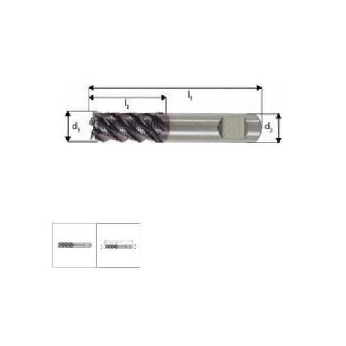 Freza degrosare, lunga, inox, DIN6527L carbura monobloc TiAlN, 5,0mm, 4 taisuri HR