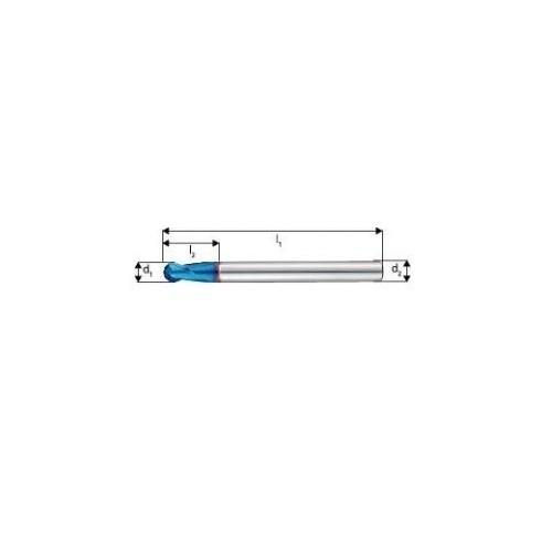 Freza cap eric, prelucrare dura, lunga, carbura monobloc TiAlN-S, 4,0mm, HA 2 taisuri