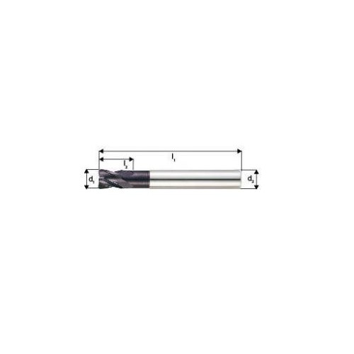 Freza toroidala, extra scurta, pt prelucrare dura, tip N, carbura monobloc TiAlN, 5,0/0,50mm, 4 taisuri