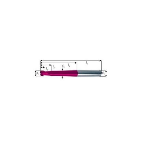 Freza toroidala, extra lunga, HSC, carbura monobloc TiAlN, 8,0/2,0mm, 2 taisuri